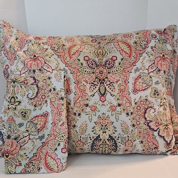 Pottery Barn Florentine Paisley Checkered Navy Cotton Standard Pillow Sham Set